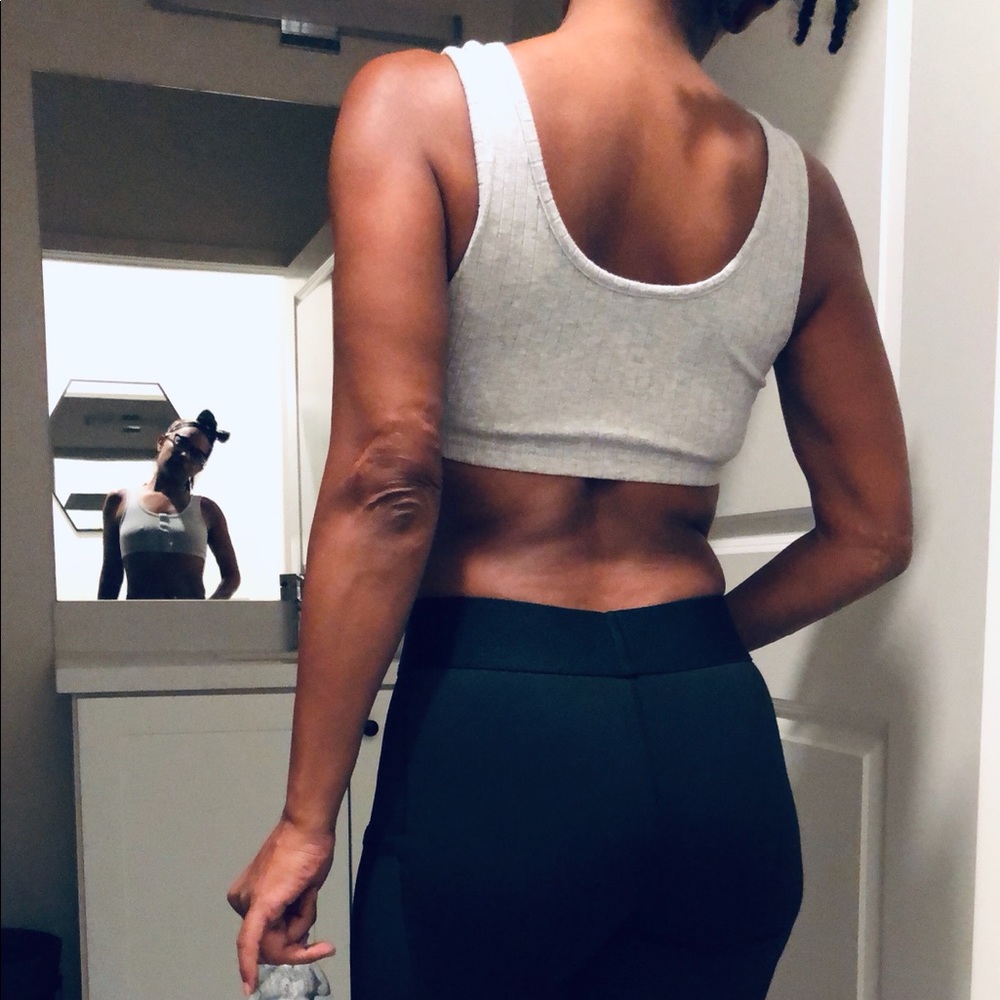 Rosio Button Bra Top Gray Grey